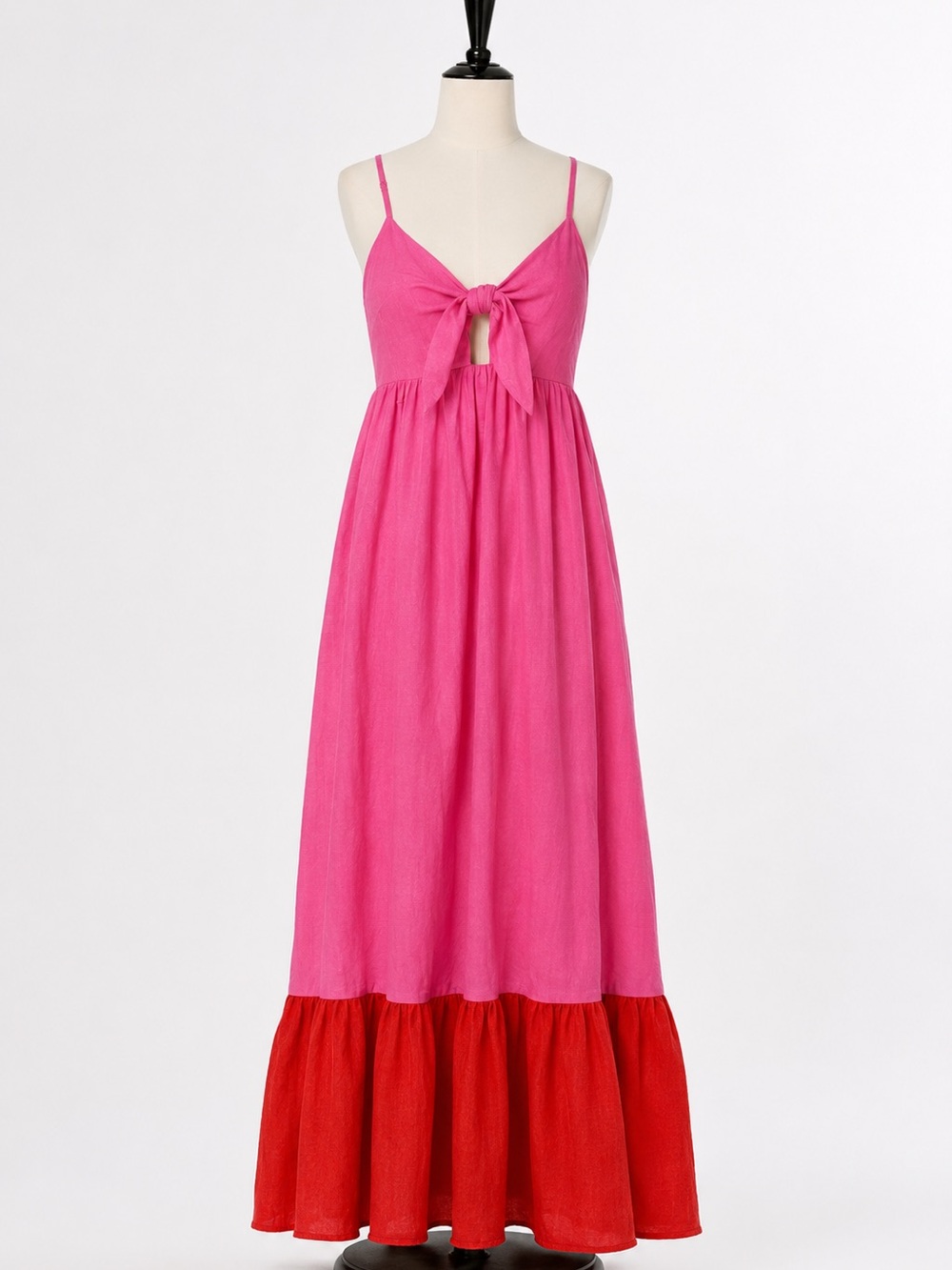 Tabitha Brown pink linen maxi dress with tie front Size M